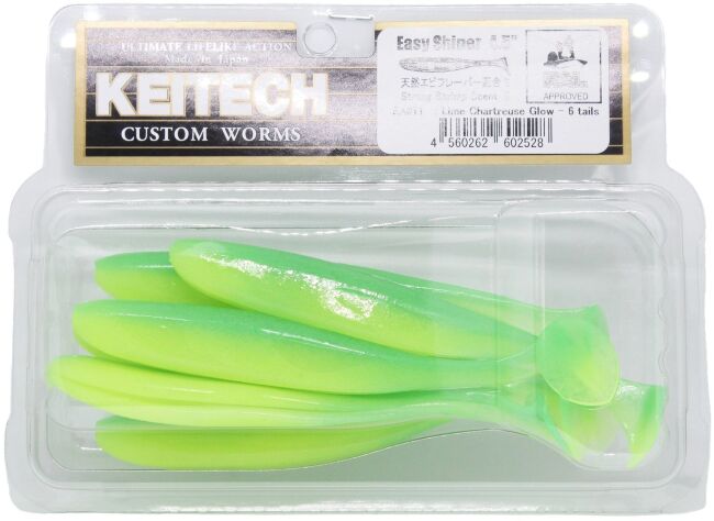 Виброхвост KEITECH Easy Shiner 4.5" EA#11 Lime Chartreuse Glow 11см 7.5гр 6шт/уп