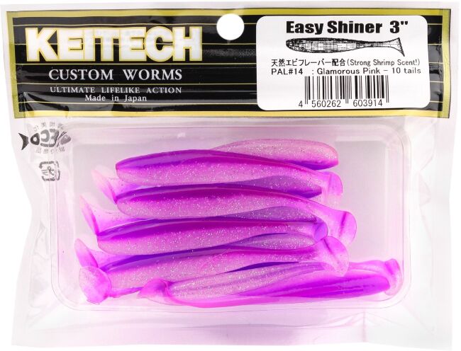 Виброхвост KEITECH Easy Shiner 3" PAL#14 Glamorous Pink 7.5см 2гр 10шт/уп