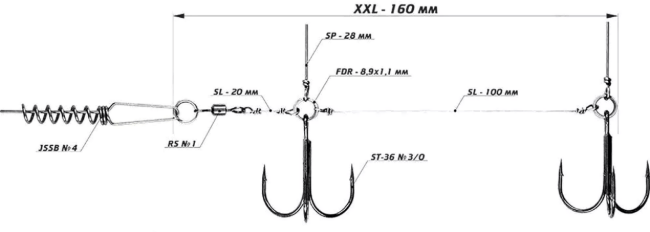 Оснастка стингер со спиралью VIDO CRAFT Jig Spring Soft Baits размер:XXL