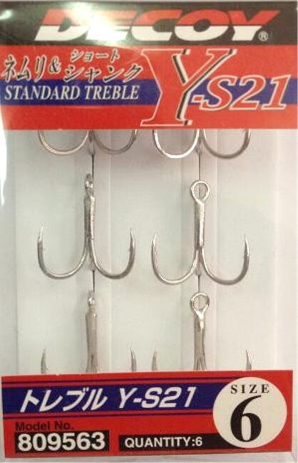 Крючок тройной DECOY Y-S21 #6 (6шт/уп)