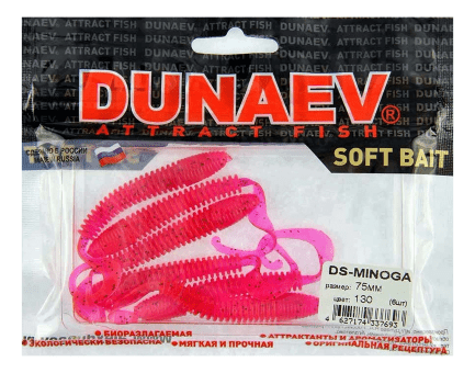 Приманка DS-MINOGA 75мм 6шт/уп, цвет (130) маджента, блестки черные Приманка DS-MINOGA 75мм 6шт/уп, цвет (130) маджента, блестки черные