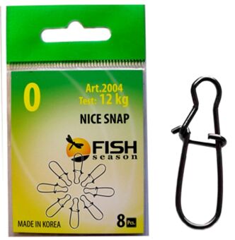 Застежка FISH SEASON Nice Snap №0 12кг 8шт/уп 2004-0F Застежка FISH SEASON Nice Snap №0 12кг 8шт/уп 2004-0F