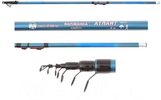 Удилище с кольцами ВОЛЖАНКА Атлант 5.0м (5 секций) тест до 50гр (IM7) 010-0001
