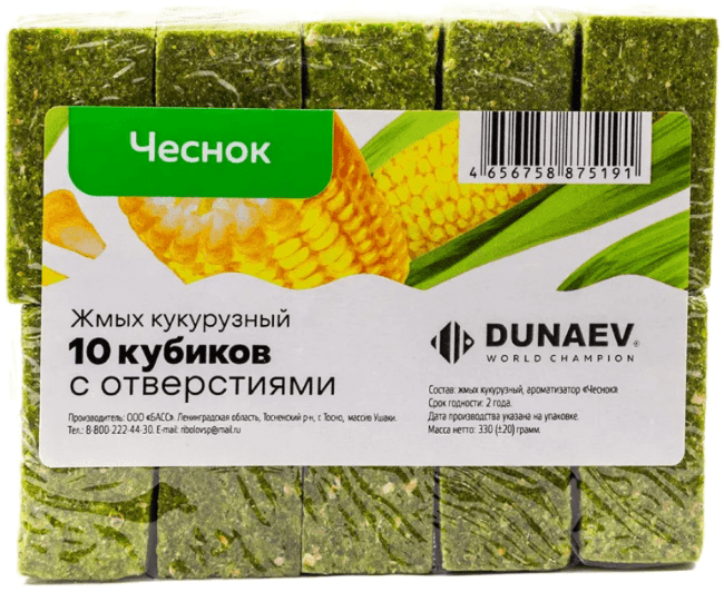 Жмых DUNAEV кукурузный Чеснок 300гр 10шт/уп Жмых DUNAEV кукурузный Чеснок 300гр 10шт/уп