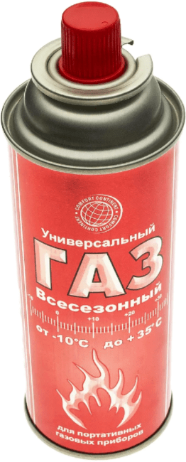 Газ всесезонный, универсальный, от -10 до +35, клапан:цанговый 220гр Россия