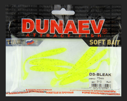 Приманка DS-BLEAK 75мм 6шт/уп, цвет (310) желтый, блестки черные Приманка DS-BLEAK 75мм 6шт/уп, цвет (310) желтый, блестки черные