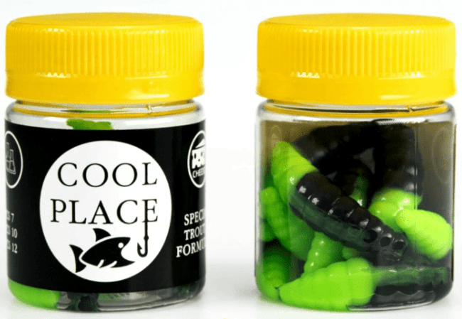 Силиконовая приманка COOL PLACE Maggot 1.6" Сыр #black/green 10шт/уп