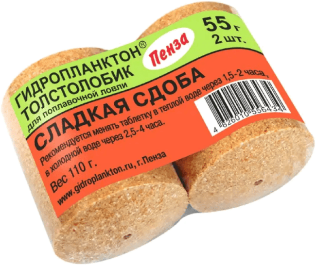 Гидропланктон ТОЛСТОЛОБИК XL 110гр (2шт*55гр/уп) Сладкая Сдоба