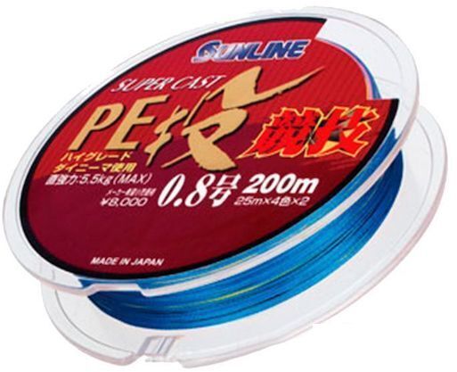 Плетёный шнур SUNLINE Super Cast PE Nage Kyogi 200м #2.0/0.235мм 14.3кг многоцветный