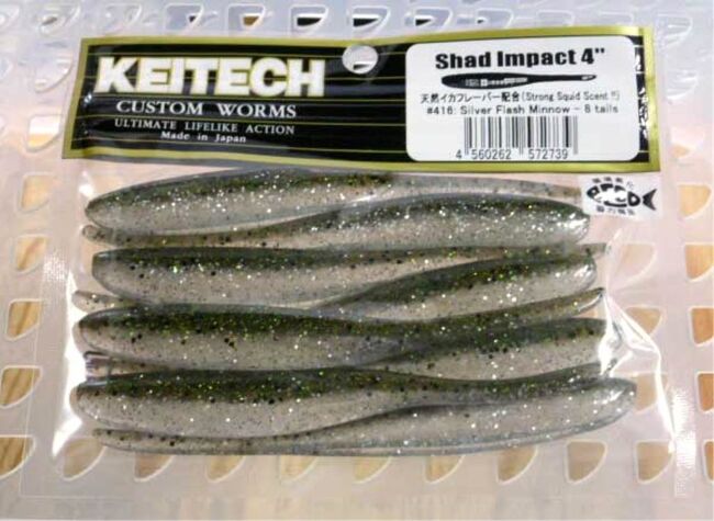 Слаг KEITECH Shad Impact 4" #416 Silver Flash Minnow 10.5см 5.0гр 8шт/уп