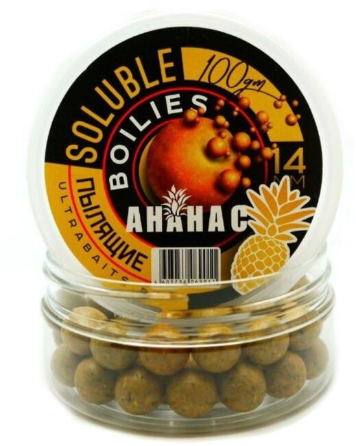 Бойлы насадочные пылящие ULTRABAITS Ананас14мм,  100гр/уп
