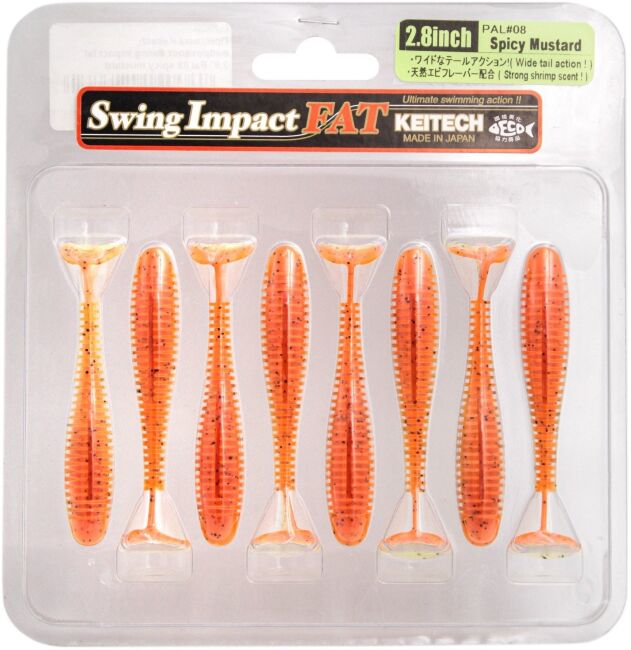 Виброхвост KEITECH Swing Impact FAT 2.8" PAL#08 Spicy Mustad 7см 3.5гр 8шт/уп Виброхвост KEITECH Swing Impact FAT 2.8" PAL#08 Spicy Mustad 7см 3.5гр 8шт/уп