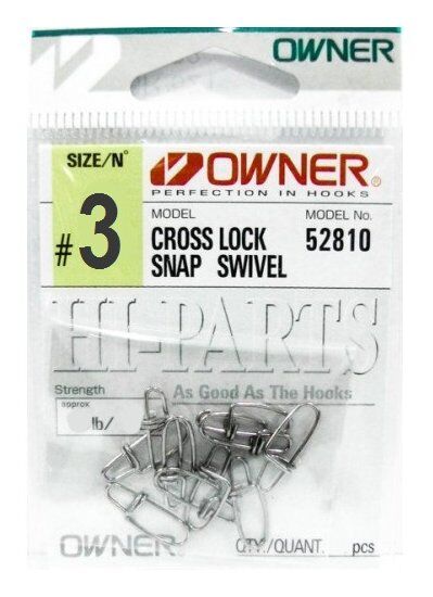 Застежка OWNER 52810-3 Cross Lock Snap №03 57кг стальной 9шт/уп