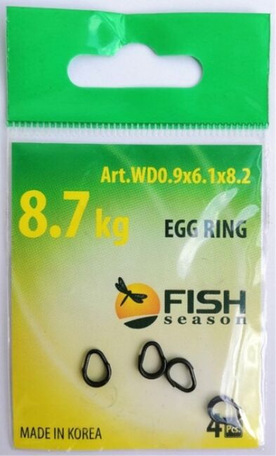 Кольцо титановое разжимное FISH SEASON Egg Ring 0.9х6.1х8.2мм 8.7кг 4шт/уп WD0,9х6,1х8,2F Кольцо титановое разжимное FISH SEASON Egg Ring 0.9х6.1х8.2мм 8.7кг 4шт/уп WD0,9х6,1х8,2F