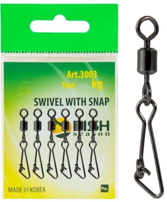 Вертлюжок с застежкой FISH SEASON Hooked, №14 4кг 9шт/уп 3003-14F Вертлюжок с застежкой FISH SEASON Hooked, №14 4кг 9шт/уп 3003-14F