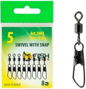 Вертлюжок с застежкой FISH SEASON Safety №5 9кг 8шт/уп 3001-05F