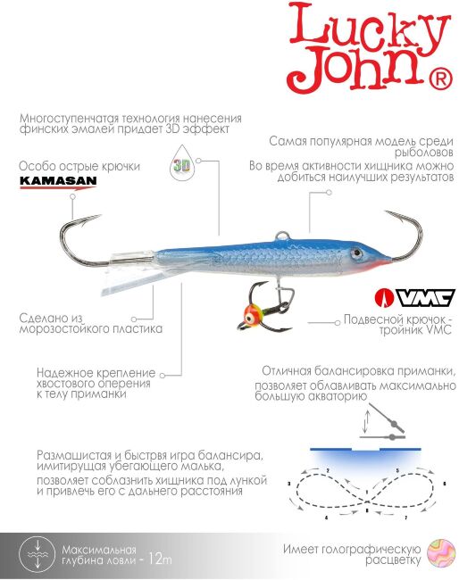 Балансир Lucky John CLASSIC 7 с тр. 70мм/15H блистер Балансир Lucky John CLASSIC 7 с тр. 70мм/15H блистер