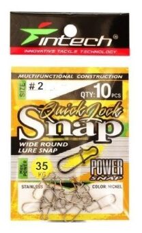Застежка INTECH Quick lock Snap #2 35кг 10шт/уп Застежка INTECH Quick lock Snap #2 35кг 10шт/уп