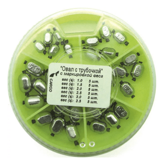 Набор грузов CARGO Овал с трубочкой (маркированные) вес:1.0-3.5гр Набор грузов CARGO Овал с трубочкой (маркированные) вес:1.0-3.5гр