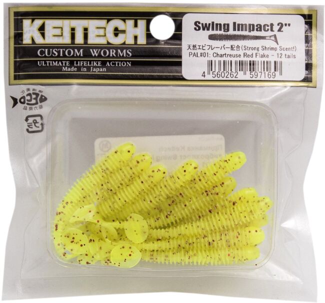 Виброхвост KEITECH Swing Impact 2" PAL#01 Chartreuse Red Flake 5см 0.9гр 12шт/уп Виброхвост KEITECH Swing Impact 2" PAL#01 Chartreuse Red Flake 5см 0.9гр 12шт/уп