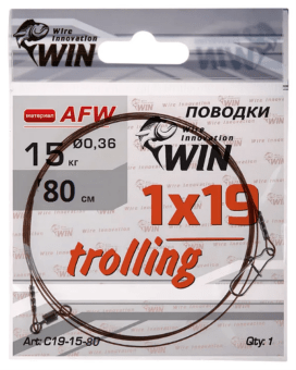 Поводок WIN Trollihg 1х19 (AFW) 15кг 80см 1шт/уп С19-15-80 Поводок WIN Trollihg 1х19 (AFW) 15кг 80см 1шт/уп С19-15-80