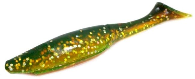 Виброхвост ALLVEGA Belly Dance Shad 10см 9.7г 5шт/уп #005 green oil confetti