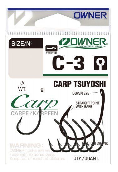 Крючок OWNER 53263-08 C-3 Carp Tsuyoshi колечко черн.хром кованый 8шт/уп