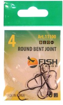 Крючок FISH SEASON 11100 ROUND BENT JOINT №4 колечко черн.хром кован 8шт/уп