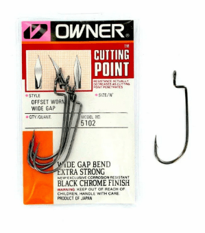 Крючок офсетный OWNER 5102-2/0 Offset Shank Wide Gap черный 6шт/уп