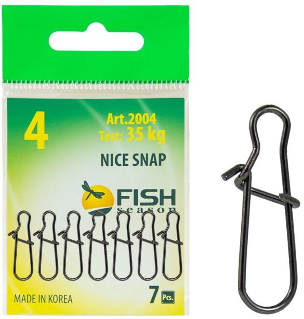 Застежка FISH SEASON Nice Snap №4 35кг 7шт/уп 2004-4F07 Застежка FISH SEASON Nice Snap №4 35кг 7шт/уп 2004-4F07