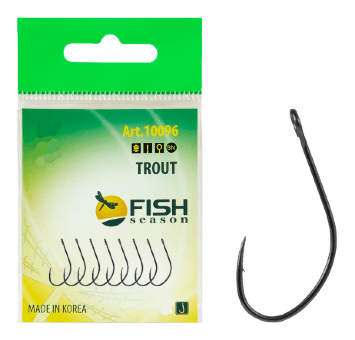 Крючок FISH SEASON Trout №3 большое колечко черный 8шт/уп 10096-03F
