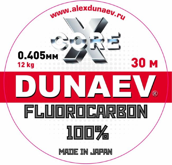 Флюорокарбон DUNAEV X-Core Fluorocarbon 100% 30м 0.405мм 12.00кг Флюорокарбон DUNAEV X-Core Fluorocarbon 100% 30м 0.405мм 12.00кг