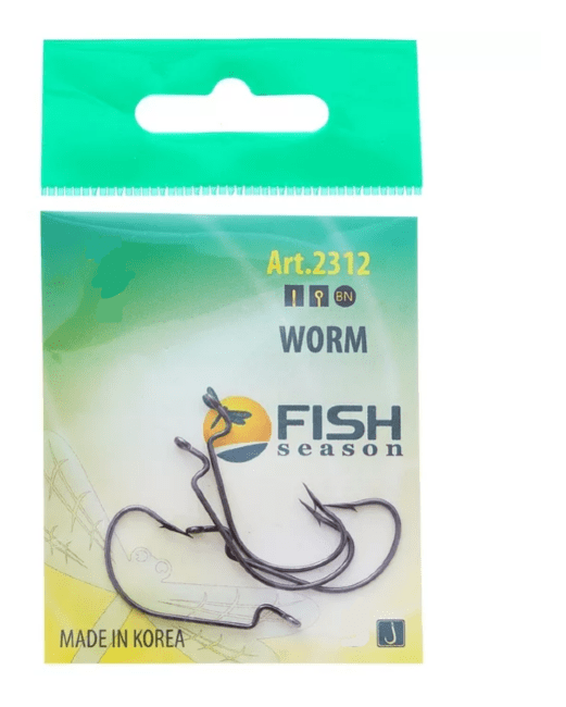 Крючок офсетный FISH SEASON Worm №6 черный 5шт/уп 2312-06F