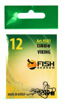 Крючок FISH SEASON 9501 VIKING №12 колечко черн.хром кован 10шт/уп