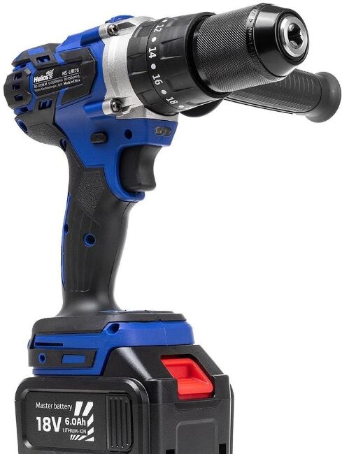 Шуруповерт-электробур HELIOS 18V/6A/120Нм аккумулятор 2шт, ручка HS-LB176