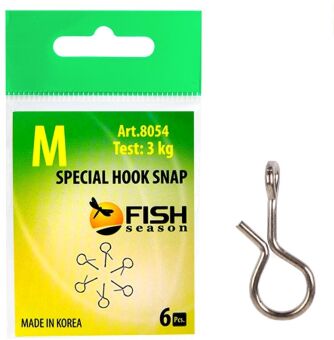 Застежка нахлыст/балансир FISH SEASON Special Hook Snap №M 3кг 6шт/уп 8054-MF Застежка нахлыст/балансир FISH SEASON Special Hook Snap №M 3кг 6шт/уп 8054-MF