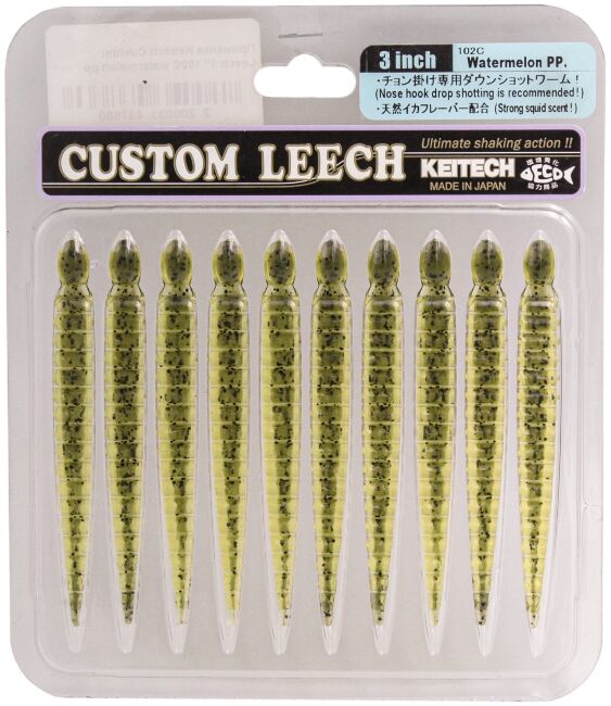 Силиконовая приманка KEITECH Custom Leech 3" #102C Watermelon PP 7.5см 1.3гр 10шт/уп Силиконовая приманка KEITECH Custom Leech 3" #102C Watermelon PP 7.5см 1.3гр 10шт/уп