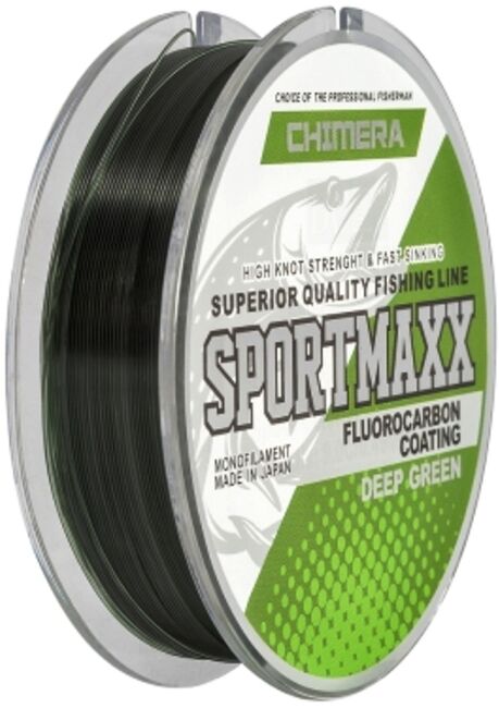 Леска моноф CHIMERA SPORTMAXX fluorocarbon coating deep green 100m.# 0.18mm