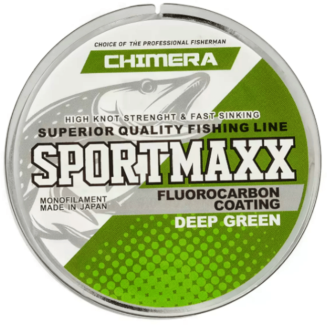 Леска моноф CHIMERA SPORTMAXX fluorocarbon coating deep green 100m.# 0.18mm