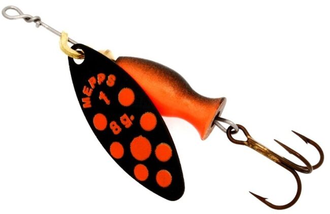 Блесна вращающаяся MEPPS Aglia Long Heavy NR PTS Orange (черн/черн/оранж) №1 8г