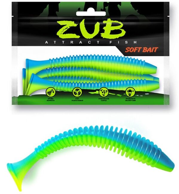 Виброхвост ZUB Swing 140мм цвет 020 желто-синий 5шт/уп