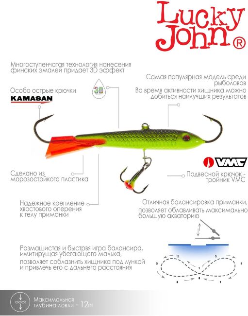 Балансир Lucky John CLASSIC 7 с тр. 70мм/31RT блистер