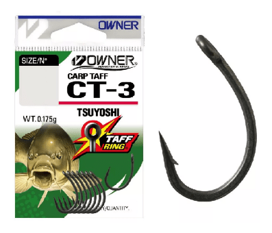 Крючок OWNER 53273-06 CT-3 Carp Taff завар.ушко серый кованый 8шт/уп