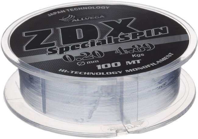 Леска монофил ALLVEGA ZDX Special Spin 100м 0,20мм 4,89кг св.серая