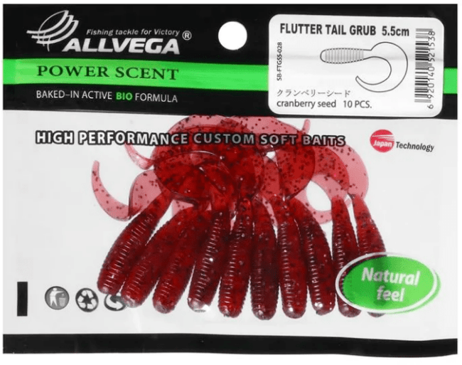 Твистер ALLVEGA Flutter Tail Grub 5.5см 1.8гр 10шт/уп #028 cranberry seed Твистер ALLVEGA Flutter Tail Grub 5.5см 1.8гр 10шт/уп #028 cranberry seed