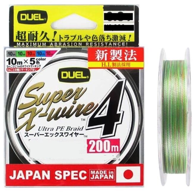 Плетёный шнур DUEL PE Super X-Wire 4 200м #4.0/0.34мм 24кг 5color