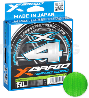Плетёный шнур YGK X-Braid Braid Cord X4 150м #1.2/0.185мм 20lb/9.0кг Chartreuse Плетёный шнур YGK X-Braid Braid Cord X4 150м #1.2/0.185мм 20lb/9.0кг Chartreuse