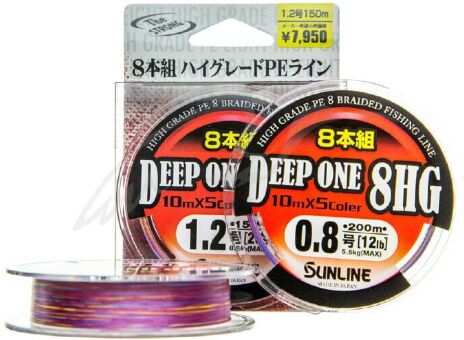 Плетёный шнур SUNLINE Deep One 8HG 200м #1.2/0.187мм 8.8кг многоцветный Плетёный шнур SUNLINE Deep One 8HG 200м #1.2/0.187мм 8.8кг многоцветный