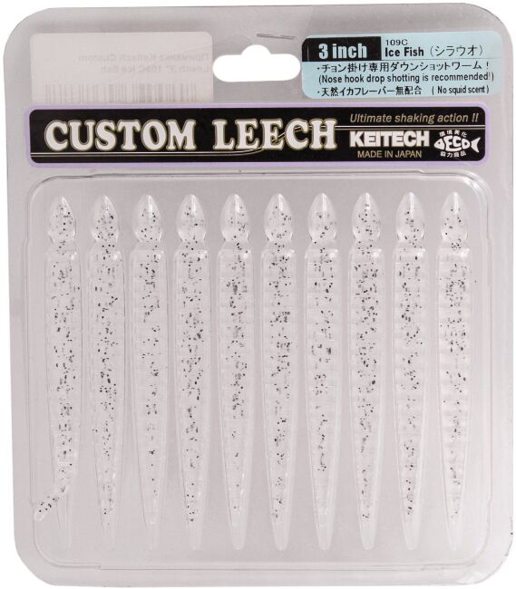 Силиконовая приманка KEITECH Custom Leech 3" #109C Ice Fish 7.5см 1.3гр 10шт/уп Силиконовая приманка KEITECH Custom Leech 3" #109C Ice Fish 7.5см 1.3гр 10шт/уп