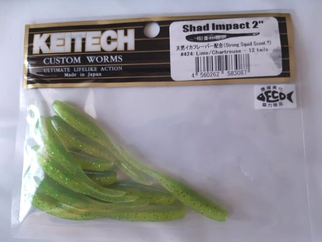 Слаг KEITECH Shad Impact 2" #424 Lime Chartreuse 5см 12шт/уп